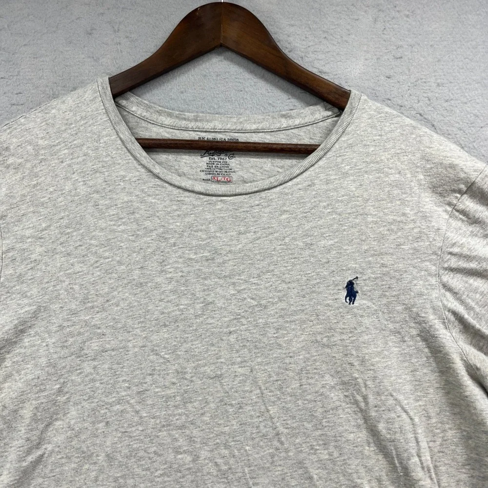 Polo Ralph Lauren T Shirt Mens XL Gray Custom Fit Preppy Minimalist Pony Tee